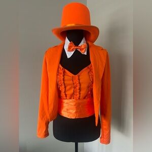 Orange Dumb & Dumber Lloyd Halloween Costume Women’s M Circus Jacket Hat Set